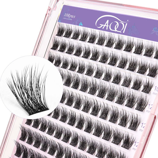 Picture of GAQQI Lash Clusters, Cluster Eyelash Extensions 120 Cluster Lashes, Volume Eyelash Clusters 10-14mm, Multilayered 3D Fluffy Individual Lashes, Soft and Thin Band (3D-GQ01)