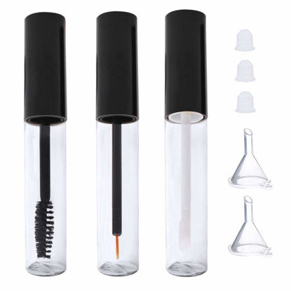Picture of 10ml Empty Mascara Tube, Eyeliner Tube and Lip Gloss Tubes, Black Eyelash Cream Container Bottle with Funnels Transfer Pipettes (3pcs)