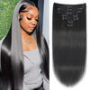 Picture of Mihugass Straight Clip in Hair Extensions Real Human Hair For Women 100% Unprocessed Brazilian Virgin Hair Straight Clip Ins 8pcs with 18 Clips 120g(12inch,#1B)