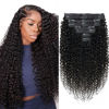 Picture of Mihugass Curly Clip in Extension Human Hair 3C 4A Kinky Curly Clip Ins Full Head for Women Brazilian Remy Human Hair Natural Color 8 Pcs with 18 Clips 120g/Set (22 inch)