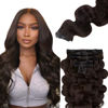Picture of Lashey Seamless Clip in Hair Extensions Human Hair #2 Dark Brown Body Wave Clip in Hair Extensions Real Human Hair 7pcs 110g 14 Inch PU Weft Natural Hair Extensions for Women