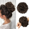 Picture of FESHFEN Messy Bun Hair Piece - Large Wavy Curly Elastic Hair Bun Scrunchies Ponytail Extensions Synthetic Chignon Hairpieces for Women, Dark Brown & Light Auburn Mixed 1.94oz