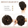 Picture of FESHFEN Messy Bun Hair Piece - Large Wavy Curly Elastic Hair Bun Scrunchies Ponytail Extensions Synthetic Chignon Hairpieces for Women, Dark Brown & Light Auburn Mixed 1.94oz