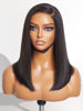Picture of LUVME HAIR 14 Inch Light Yaki Straight Bob Wig Human Hair, Undetectable HD Lace Glueless Bob Wigs Human Hair Pre Plucked, Pre Cut Lace Wig Short Black Blunt Cut Bob Wigs 180 Density