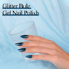 Picture of Imtiti Glitter Blue Gel Nail Polish, 1 Pcs 0.5 fl oz Sparkly navy blue gel nail polish Color Soak Off Gel Polish Nail Art Manicure Salon DIY Nail Lamp Gel Nail Design Christmas Halloween Decoration
