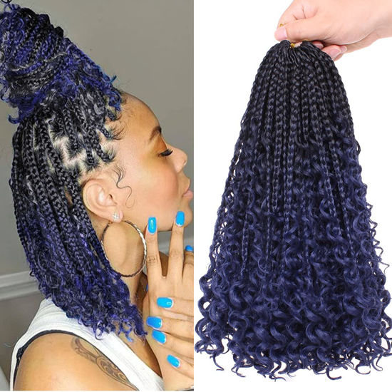 Picture of Beverlee Boho Box Braids 8 Packs Goddess Box Braids 14 Inch Bohemian Box Braids Crochet Hair Crochet Box Braids with Curly Ends Pre-looped Synthetic Crochet Hair for Black Women 128 Strands