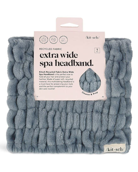 Picture of Kitsch Spa Extra Wide Facial Headband - Multipurpose Skincare Spa Headband for Washing Face - Makeup Headband & Skincare Headband for Women - Hair Band Ideal for Face Wash (Misty Blue)