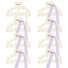 Picture of DEEKA Bridesmaid Proposal Gifts 8 Pack Pearl Bridesmaid Hair Claw Clips with Ribbon 3 Inch Hair Clips Bachelorette Party Favors Bridal Party Present Hair Accessories (Half Circle White&Purple)