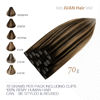 Picture of Aison Clip in Hair Extensions Real Human Hair 70G Natural Black to Chestnut Brown 100% Remy Human Hair Clip in Extensions 7pcs 16clips One Pack 15 Inch brown hair extensions clip ins