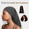 Picture of Fittia Long XL Silk Satin Bonnet for Braids, Dreadlocks for Curly Hair Sleeping, Large Silk Sleep Cap for Black Women Men Frizzy Hair