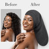 Picture of Fittia Long XL Silk Satin Bonnet for Braids, Dreadlocks for Curly Hair Sleeping, Large Silk Sleep Cap for Black Women Men Frizzy Hair