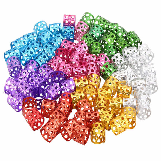 Picture of Tbestmax 200 pcs Dreadlocks Beads, Hair Braid Rings/Clips, Hair Cuffs Decoration/Accessories Colorful
