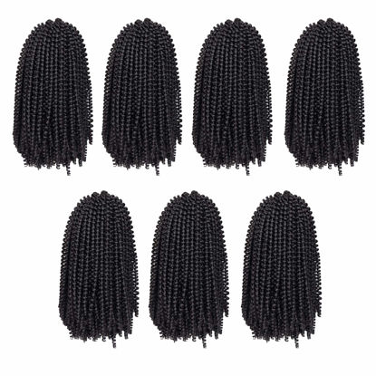 Picture of 7 Packs Spring Twist Braiding Hair Spring Twists Bomb Twist Hair Synthetic Fiber Fluffy Twist Crochet Braids Low Temperature Fiber Crochet Hair for Women Braiding Hair(10inch,1B)