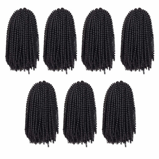 Picture of 7 Packs Spring Twist Braiding Hair Spring Twists Bomb Twist Hair Synthetic Fiber Fluffy Twist Crochet Braids Low Temperature Fiber Crochet Hair for Women Braiding Hair(10inch,1B)