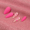 Picture of Almond Valentine Press on Nails Rose Red Heart Fake Nails with Dot Design Matte Pink Almond Medium Acrylic Nails Press ons Full Cover False Nails Reusable Stick on Nails Glue on Nails for Women 24Pcs