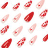 Picture of Almond Heart Press on Nails Red Pink Valentine’s Day Fake Nails Medium Length Red Heart Designs False Nail Tips Glossy Full Cover Glue on Nails Cute Valentines Hearts Stick on Nail for Women