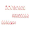Picture of Almond Heart Press on Nails Glossy Pink Fake Nails Medium Length Acrylic False Nails with Red Small Hearts Design Reusable Artificial Nails Press ons Valentine’s Day Glue on Nails for Women 24Pcs