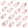 Picture of Almond Heart Press on Nails Glossy Pink Fake Nails Medium Length Acrylic False Nails with Red Small Hearts Design Reusable Artificial Nails Press ons Valentine’s Day Glue on Nails for Women 24Pcs
