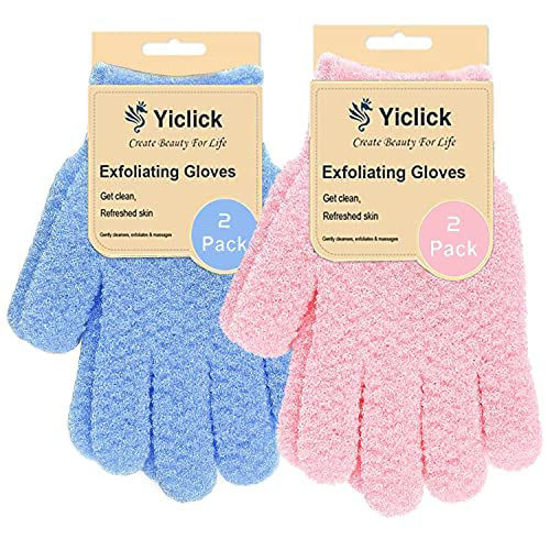 Picture of Yiclick Heavy Exfoliating Gloves, Exfoliating Body Scrubber for Bath Shower Exfoliation, Body Scrub Exfoliator for Dead Skin Remover, Exfoliate Sponge Loofah Washcloth Mitt Men Women
