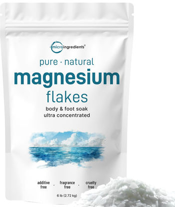 Picture of Micro Ingredients Magnesium Flakes, 6lbs | Great Alternative to Epsom Salt for Foot & Body Bath Soaks | High Absorption | Natural Magnesium Chloride Minerals | Relaxation & Skin Hydration Support