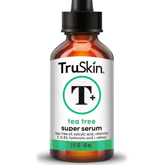 Picture of TruSkin Tea Tree Oil for Face - Acne Serum - Unclog Pores, Soothe Breakouts - Blemish Spot Treatment for Smooth, Glowing Skin - Tea Tree Oil for Skin + Salicylic Acid, Niacinamide & Retinol - 2 OZ