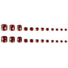Picture of Red Press on Toenails Flower Fake Toe Nails Glitter False Toenails Full Cover Acrylic Toenails with Design Gold Toe Nail Press ons for Women Glossy Toe Nail Tips Glue on ToeNails 24 pcs