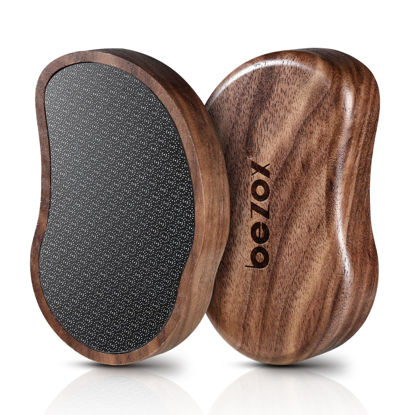 Picture of BEZOX Glass Foot Scrubber(1 PCS) - Nano-Glass Pedi Egg Pumice Stone for Feet Dead Skin, Plastic-Free Pedicure Foot File Callus Remover for Silky Smooth Feet - Walnut Wood Handled