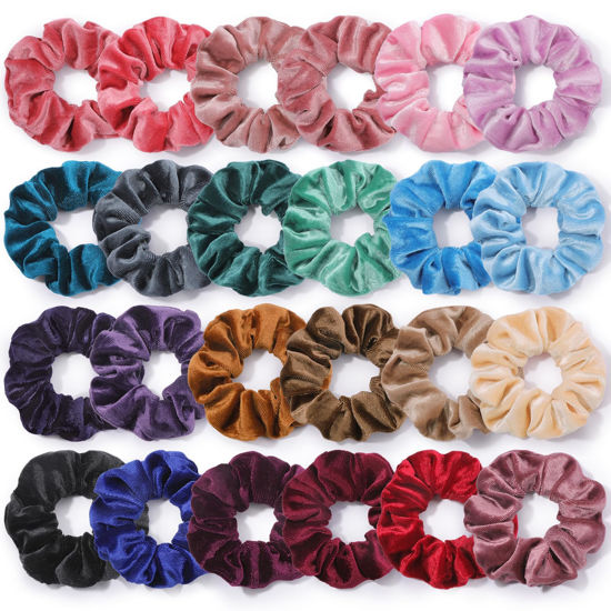 Picture of OCATO 24Pcs Scrunchies: Cute Elastic Hair Ties, Ponytail Holders for Girls and Women - Hair Accessories with Gift Bag for Gym, Dance, Party Favors