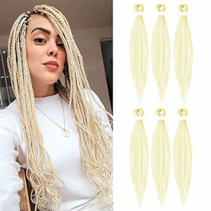 Picture of Ombre Colors Jumbo Braiding Hair Ombre 5pcs Synthetic Pre Stretched Braids Hair Extensions 26 Inch 2 Tone Crochet Hair 100g (Easy Braids(6 Pcs), #613 Blonde)