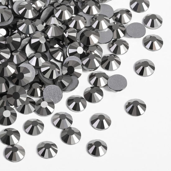 Picture of Beadsland 2880pcs Flat Back Crystal Rhinestones Round Gems for Nail Art and Craft Glue Fix,Hematite,SS10,2.7-2.9mm