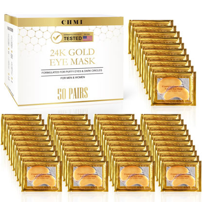 Picture of CHMI Under Eye Patches (50 Pairs) - 24K Gold Eye Patches for Puffy Eyes, Dark Circles, Eye Bags and Wrinkles, Collagen Skin Care Products, Beauty & Personal Care