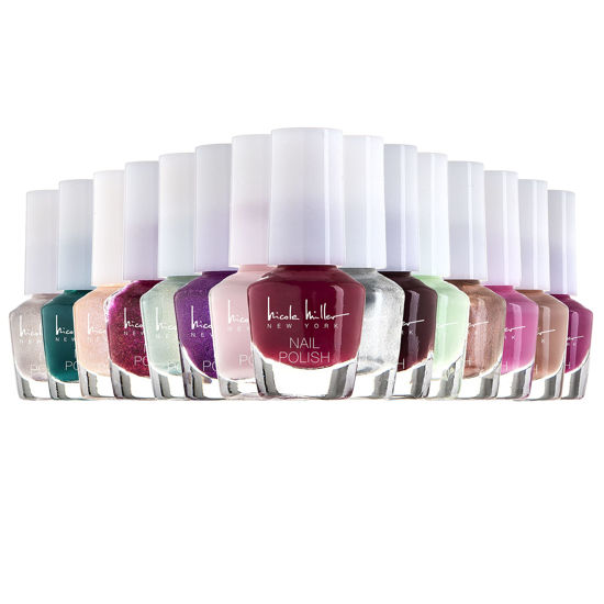 Picture of Nicole Miller Mini Nail Polish Set - Glossy, Vibrant Colors for Fingernails & Toenails, Floral Collection