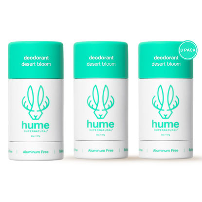 Picture of Hume Supernatural Roll On Aluminum Free Deodorant for Women & Men - Safe for Sensitive Skin - Probiotic and Plant-Based - Long-Lasting Moisture Absorbing - Clean and Effective - Desert Bloom, 3-Pack