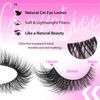 Picture of Fox Eye Lashes Wispy Eyelashes Natural Look Clear Band Lashes Fluffy Faux Mink Lashes Strip Natural False Lashes Pack by GVEFETIEE 8 Pairs