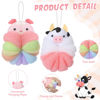 Picture of Nuenen 2 Pcs Bath Loofahs Kids Toddler Body Loofahs Cute Cartoon Kids Loofah Kid Bath Sponges Loofah Bath Pouf Body Scrubber Mesh Loofah Sponges for Children Shower Washing (Calf, Pig)
