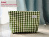 Picture of HAPPYHEIDI Women Checkered Canvas Makeup Bag Cosmetic Pouch Make Up Travel Purse Organizer, Cute Green Plaid
