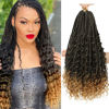 Picture of 8 Packs Goddess Box Braids Crochet Hair-18 Inch Crochet Box Braids Pre-looped Bohomian Crochet Braids Hair Synthetic Braiding Hair Extensions Crochet Hair for Black Women (1B/27)