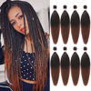 Picture of Dorsanee Ombre Brown Braiding Hair Pre Stretched 20 Inch 8 Packs Braiding Hair Extensions for Crochet Box Braids Twists Locs Hair Itch Free Soft Yaki Texture Hot Water Setting (20inch,#1B/30)