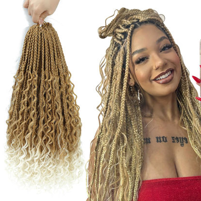 Picture of 8 Packs Crochet Box Braids- 18 Inch Goddess Box Braids Crochet Hair Bohomian Crochet Braids Hair Synthetic Braiding Hair Extensions Crochet Hair for Black Women (27/613)