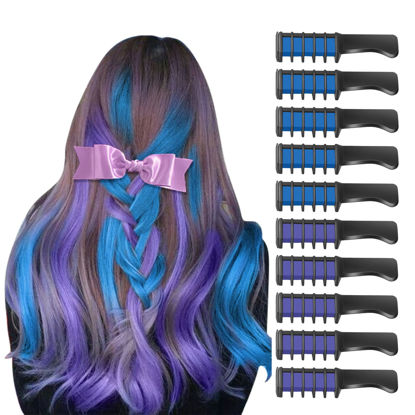 Picture of MSDADA Blue and Purple Hair Chalk for Girls-New Hair Chalk Comb Temporary Bright Washable Hair Color Dye for Kids-Girls Toys Gifts for Birthday,Easter,Christmas,Halloween