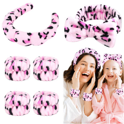 Picture of Araluky 6 Pcs Terry Cloth Headbands and Wristbands - Sponge Puffy Headband for Skincare, Makeup Removal, and Shower