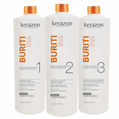 Picture of Brazilian Keratin Treatment 34fl.oz/1L Tratamiento de Keratina Brasilera Importada KIT w/ pumps Buriti Liss by KERAZON