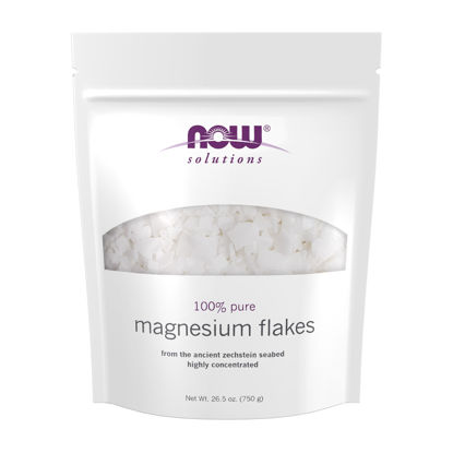 Picture of NOW Foods Solutions, Magnesium Flakes, 100% Pure, from The Ancient Zechstein Seabed, Highly Concentrated, 26.5-Ounce