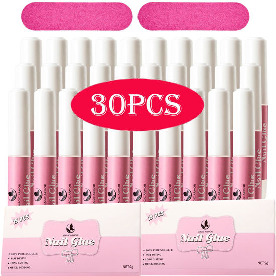 Picture of Nail Glue, Nail Glue for Acrylic Nails, Professional Nail Tip Glue for Acrylic Nails Press On Nails,Super Strong Nail Tips Glue for Stick On Nails Long Lasting Nail Glue for Fake Nails 0.07OZ/30PCS