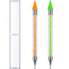 Picture of Tatuo 2 Pieces Rhinestone Picker Dotting Pen, Dual Ended Rhinestone Gems Crystals Studs Picker Wax Pencil Pen Crystal Beads Handle Manicure Nail Art DIY Decoration Tool (Green, Yellow)