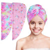 Picture of Basumee Microfiber Hair Towel Wrap for Kids 2 Pack Rapid Drying Hair Towel with Button Hair Turbans for Wet Hair Wraps Head Towel Wrap for Women and Girls, Light Pink
