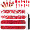 Picture of 3220Pcs Red Glass Nail Rhinestones 120Pcs Multi Shapes Flatback Gems Crystal + 3100Pcs 1.5-4mm Round Beads, Manicure Diomand Jewelry Gemstones for Nail Design Makeup Acrylic Nails Decoration
