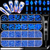 Picture of 3220Pcs Royal Blue Glass Nail Rhinestones 120Pcs Multi Shapes Flatback Nail Gems + 3100Pcs 1.5-4mm Round Crystal with Rhinestones Glue Gel, Manicure Nail Charms Diamond Gemstones for Nail Art