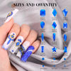 Picture of 3220Pcs Royal Blue Glass Nail Rhinestones 120Pcs Multi Shapes Flatback Nail Gems + 3100Pcs 1.5-4mm Round Crystal with Rhinestones Glue Gel, Manicure Nail Charms Diamond Gemstones for Nail Art