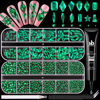 Picture of 3220Pcs Emerald Green Glass Nail Rhinestones 120Pcs Multi Shapes Flatback Nail Gems +3100Pcs 1.5-4mm Round Crystal with Rhinestones Glue Gel, Manicure Nail Charms Diamond Gemstones for Nail Art